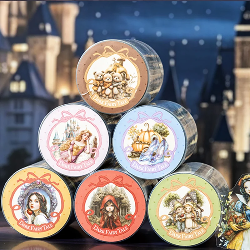 Mr. Paper 200cm/Roll Fairy Tale PET Die-cut Washi Tape DIY Journal Decorative Sticker Roll for Scrapbook Photo Frame Dairy