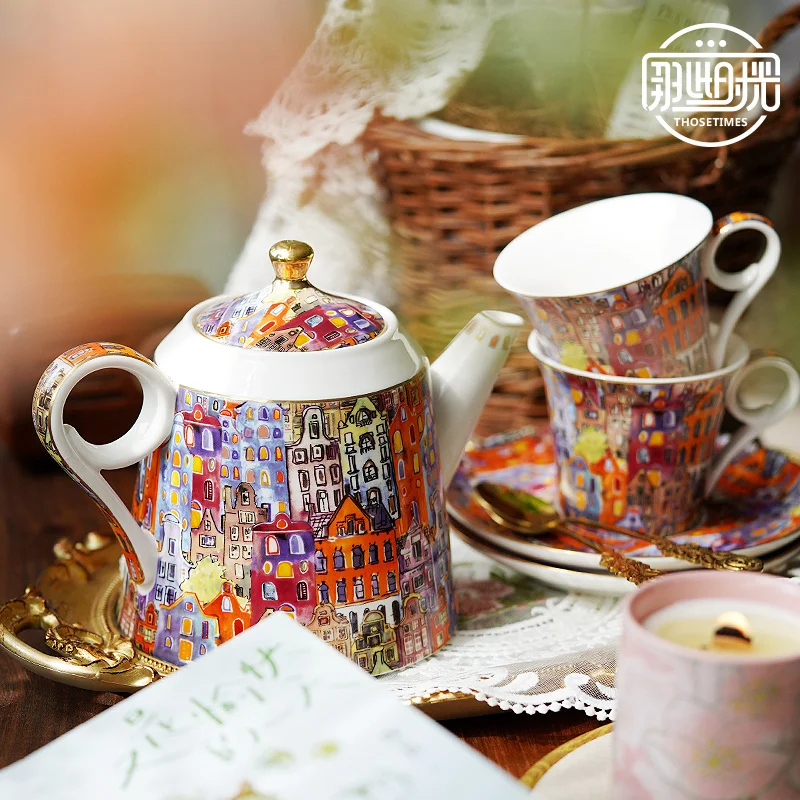Exquisite high-end English afternoon tea cup tea set, European coffee pot set, household water cup kettle set