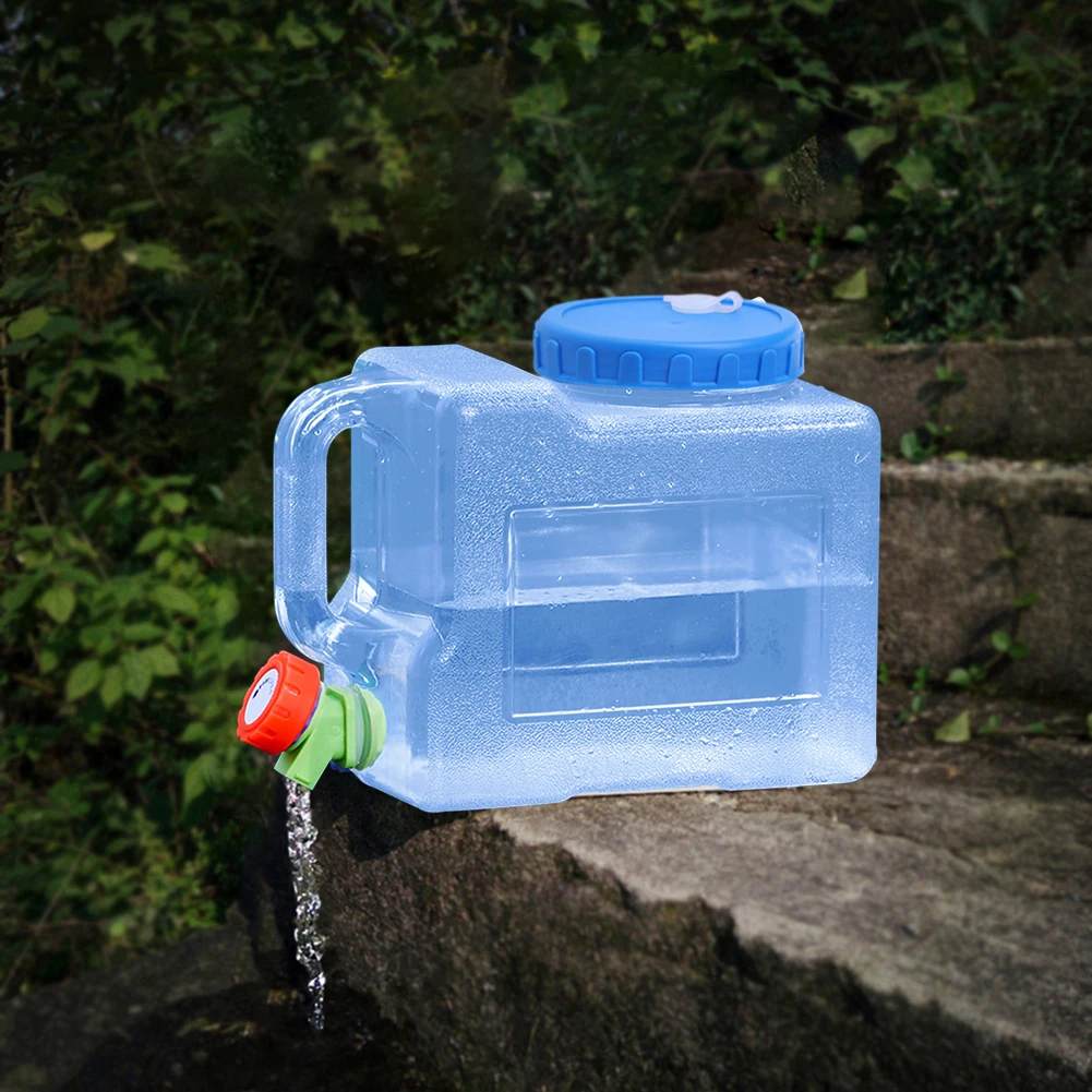 دلو ماء خارجي بصنبور ، حاوية خزان ، تخييم ، طهي ، نزهة ، مشي ، سعة 3 لتر