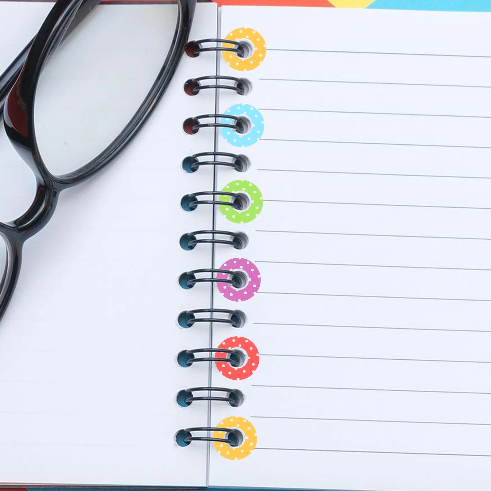 

10 Sheets Colorful Self-Adhesive Binder Strengthening Labels For Notebooks Planners Recipe Books Reinforcement Stickers Punch