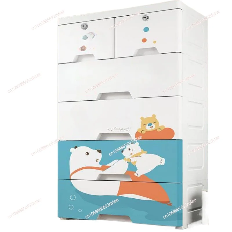 

Extra-large Capacity Drawer-type Plastic Storage Cabinet 66 Wide Multi-layer Thickened Wardrobe Children's Cartoon Toy
