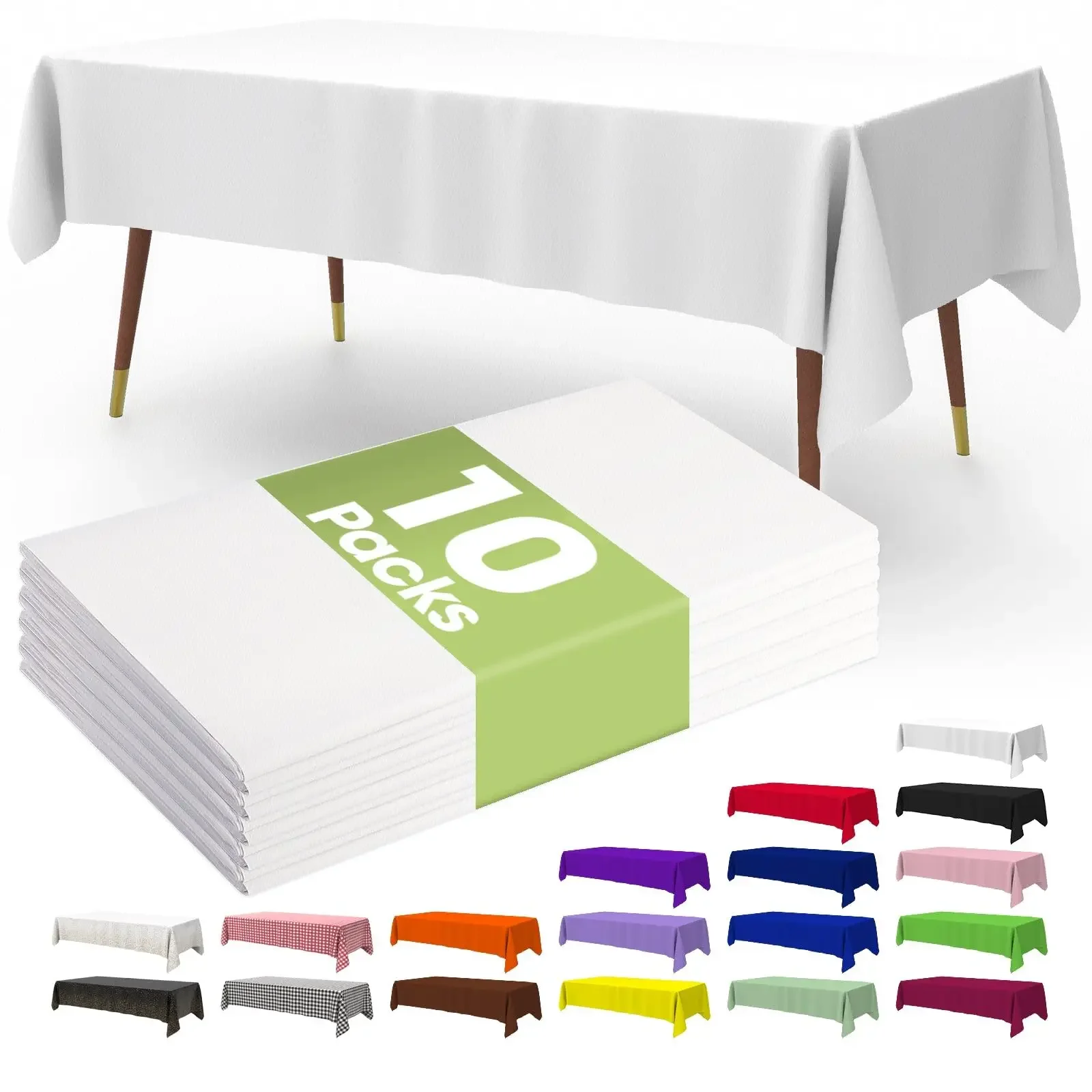 Premium Disposable Table Cloth 54 x 108 Inch Table Cloths for Parties Decorative Tablecloths for Rectangle Tables White