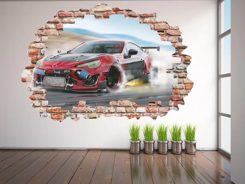 Race Car Wall Decal Room or Game Room Art Decor Sticker Vinyl A-353