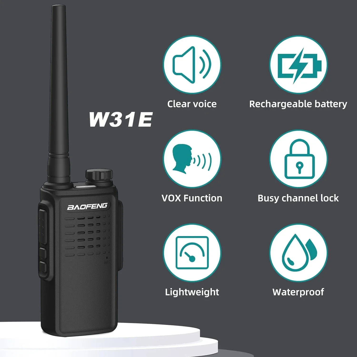 Baofeng Official Store W31E IP55 5-Watt UHF Günstigstes wasserdichtes Sport-Walkie-Talkie