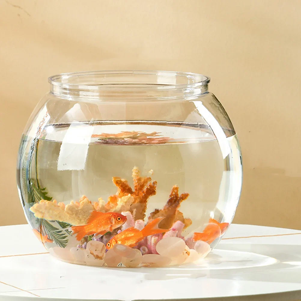 Ornamental Fish Tank Plastic Round Aquarium Bowls Clear Keeper Storage Pot Holder Goldfish Portable Decorative Vase Fishbowl