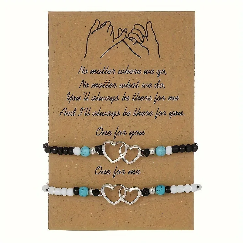 Woven couple black and white turquoise bracelet set girlfriend sister couple student love card anklet bracelet