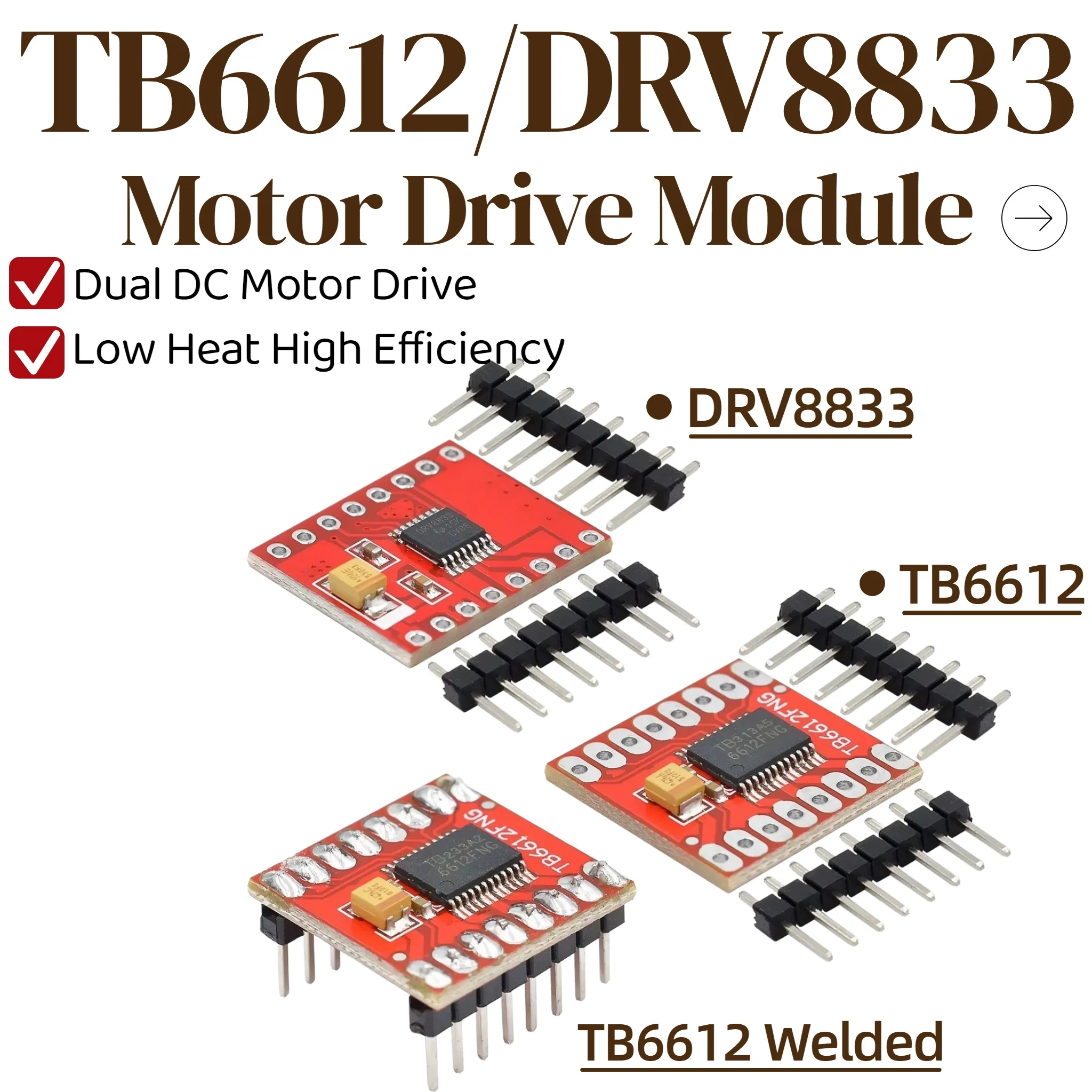 1/5PCS TB6612FNG DRV8833 DC Motor Driver Module 3 Versions Optional Dual Channel PWM Speed Controller For Arduino Smart Robot Ca
