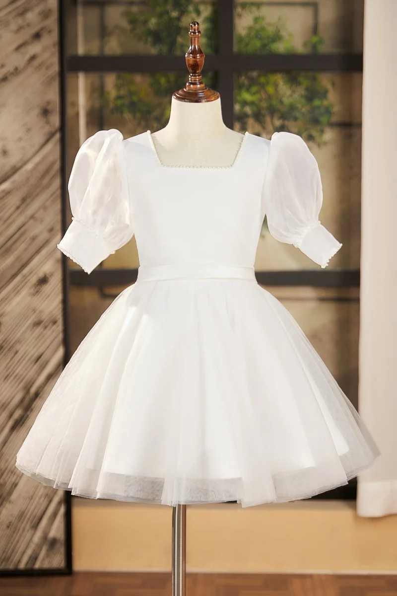 Robe de princesse pour enfants, robe de mariée chic, à fleurs, pour petite fille, hôte d'anniversaire, Costume de spectacle de Piano