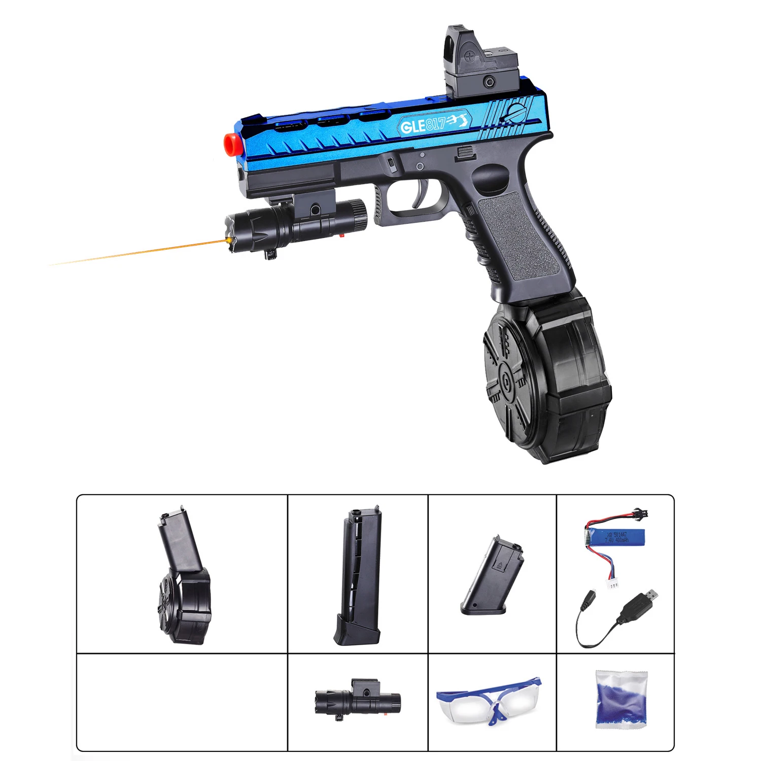 男の子、おもちゃ銃用の電気高速ビーズとボールガン、7.4vバッテリー、バーストゲームモデル、カモフラージュカラー、パターンとacce、売れ筋