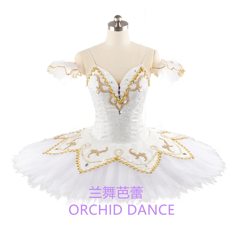 

Classical Professional High Quality Women Adult Performance Wear Girls Swan Lake Golden White Ballet Tutu Costumes