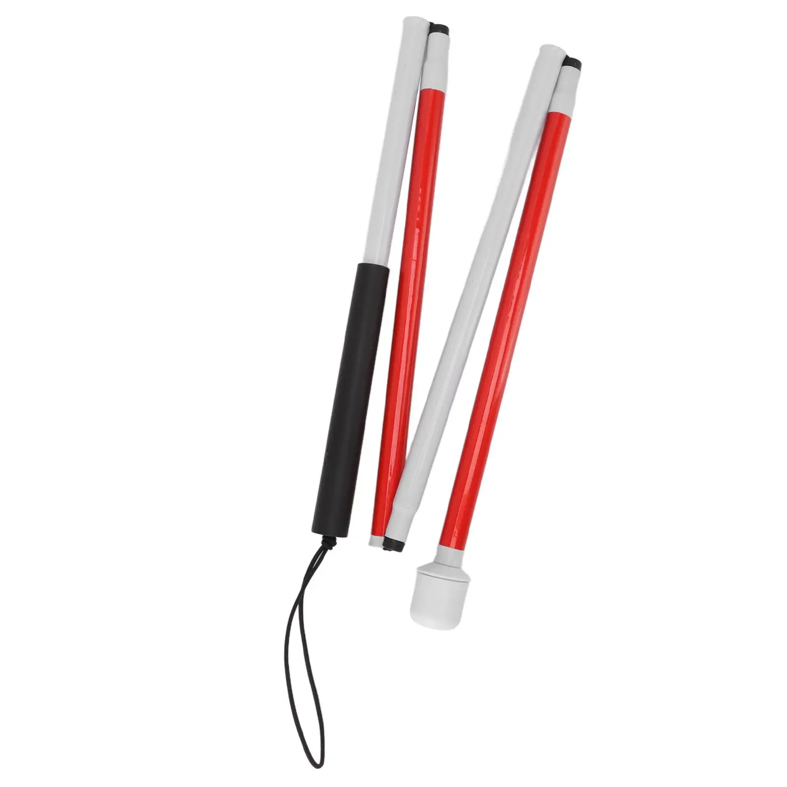 Red & White Folding Blind Cane for Seniors - Durable & Lightweight Travel Mobility Aid