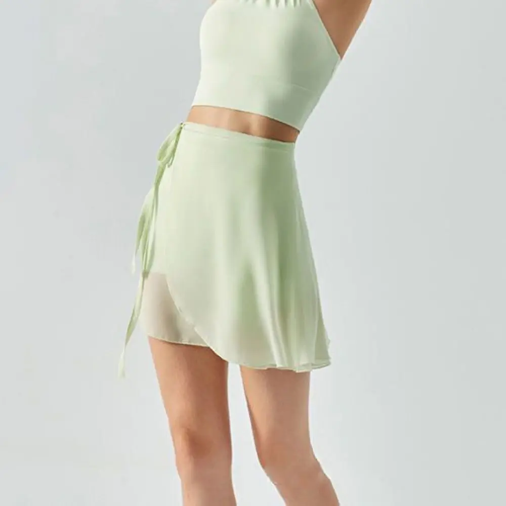

Fashion Yoga Tutu Lace-up Skirt Dance Wear Training Ballet Dancing Skirt Mesh Thin Anti-glare Apron Wrap Dress Women