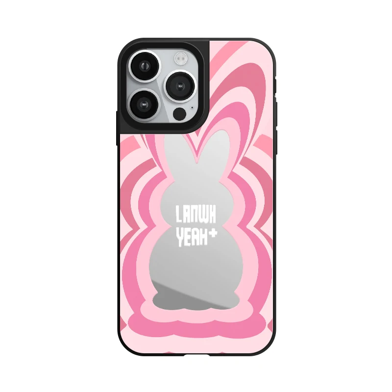 Korea Cute Rabbit Mirror Etui na telefon z MagSafe dla iPhone 16 15 14 13 12 11 Pro Max Plus Anti-drop Back Cover Rainbow