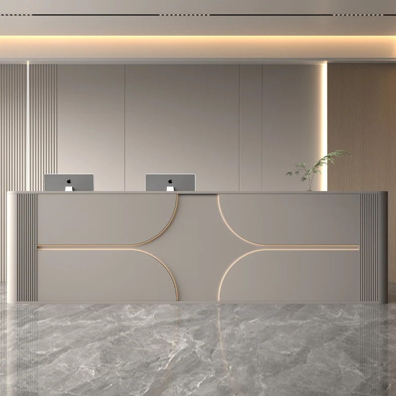 

dd-Customizable Modern Office Furniture Stylish Veneer Reception Desk for Schools Hospitals Office Building Wood@