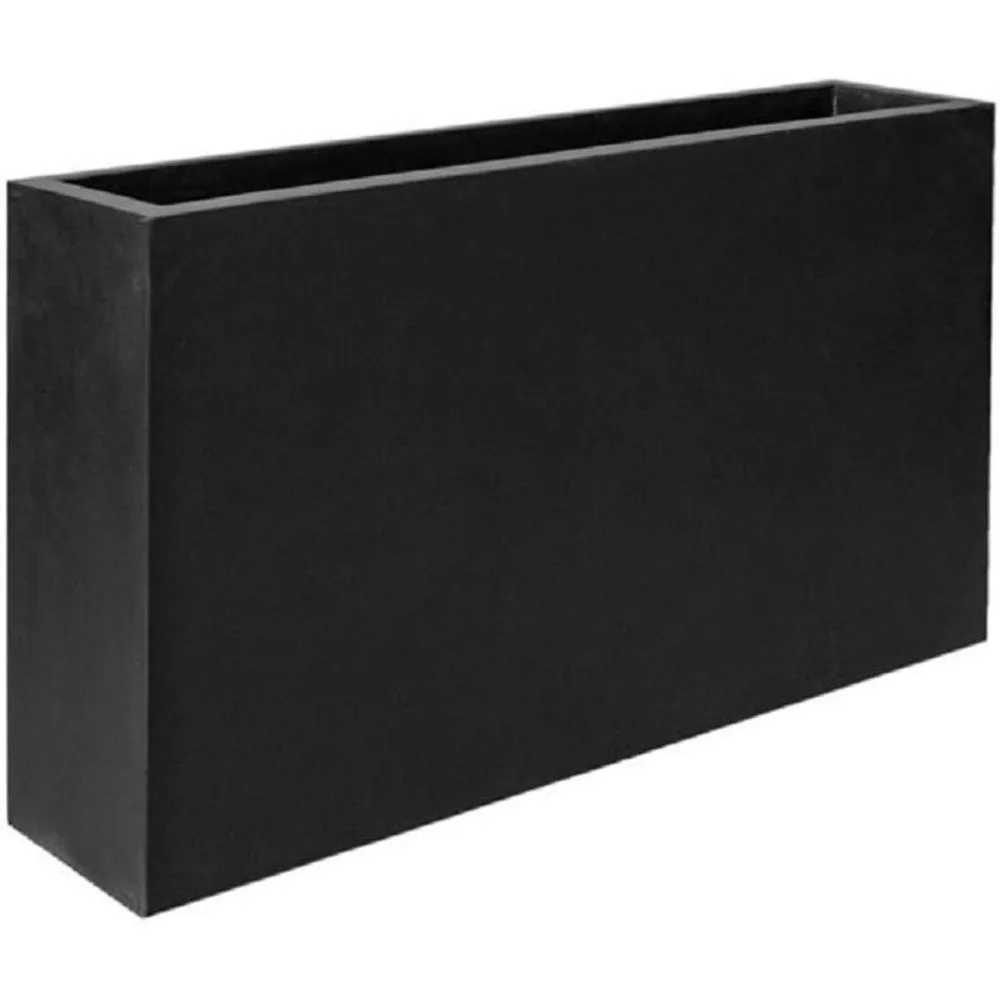 Elegant Modern Black Rectangular Jort Indoor Outdoor Planter Pot – 20”H X 8”W X 36”L - Flower Planters, Flower Pots