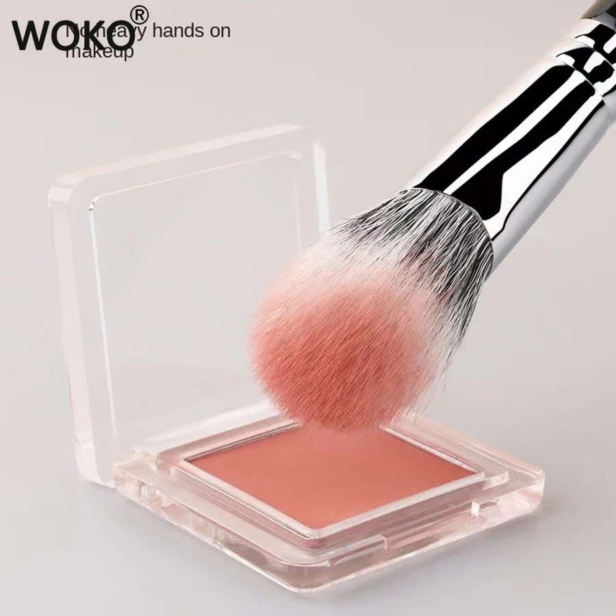 Angled Stippling Blusher Brush Goat Hair Powder Blush Stippling Makeup Brush Cheeks Blush Powder Liquid Cream Blush Makeup Tool