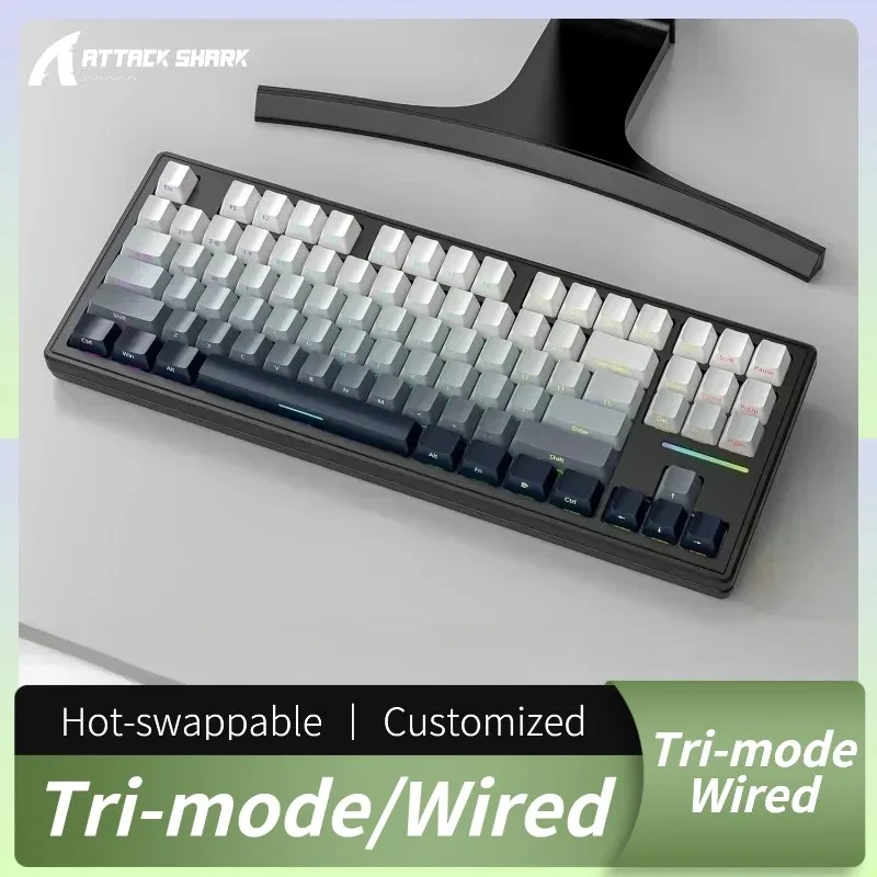 

Attack Shark M87Tri-mode/Wired Customized Hot-swappable PBT87keysSide-mounted Mechanical Keyboard GASKET Structure RGB Backlight