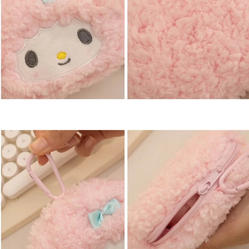 Kawaii minha melodia kuromi cinnamoroll kt gato pelúcia plushies moeda bolsa fone de ouvido organizador saco pingente chaveiro presentes das meninas