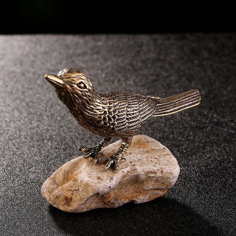

Little Fairy/ Retro Solid Brass Magpies Bird Desktop Ornaments Metal Animal Miniature Sculpture Living Room Home Decoration Gift