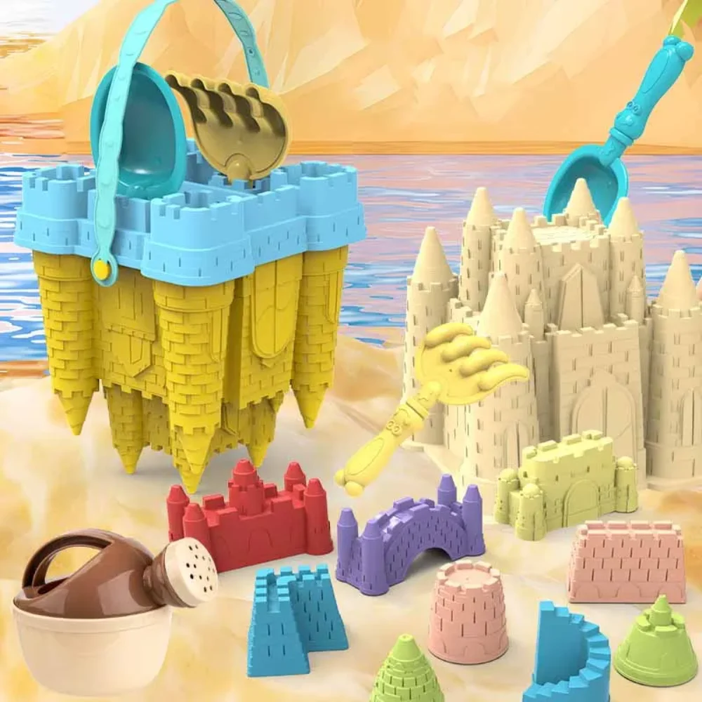 Ensemble de jouets de sable de plage, accessoires de plage, château en plastique, moule de sable, jaune, créatif, ensemble de sable de jeu E27, jouets d'été