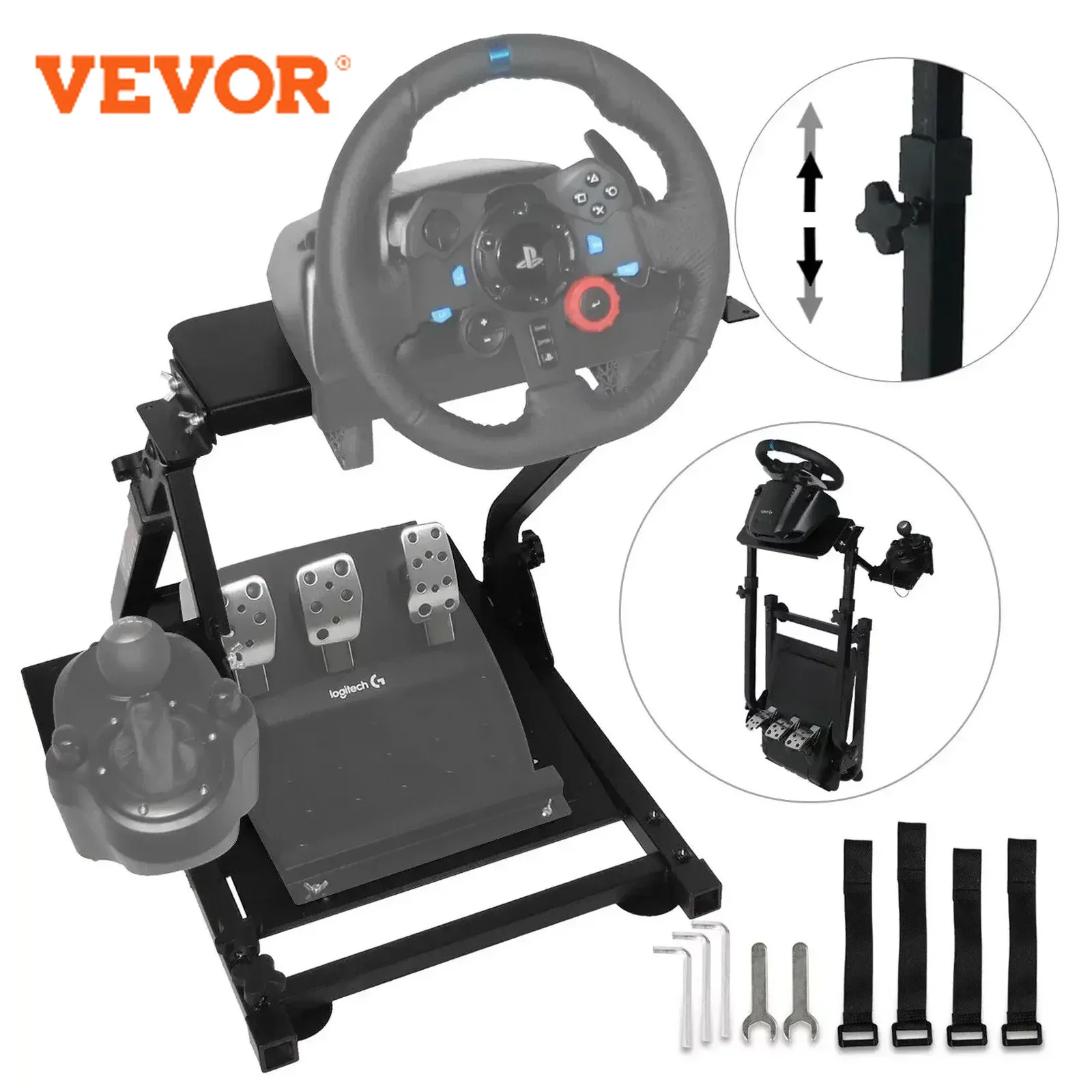 Soporte de Volante Plegable VEVOR para Simulador de Carreras, Compatible con Logitech G25, G27, G29 y G920
