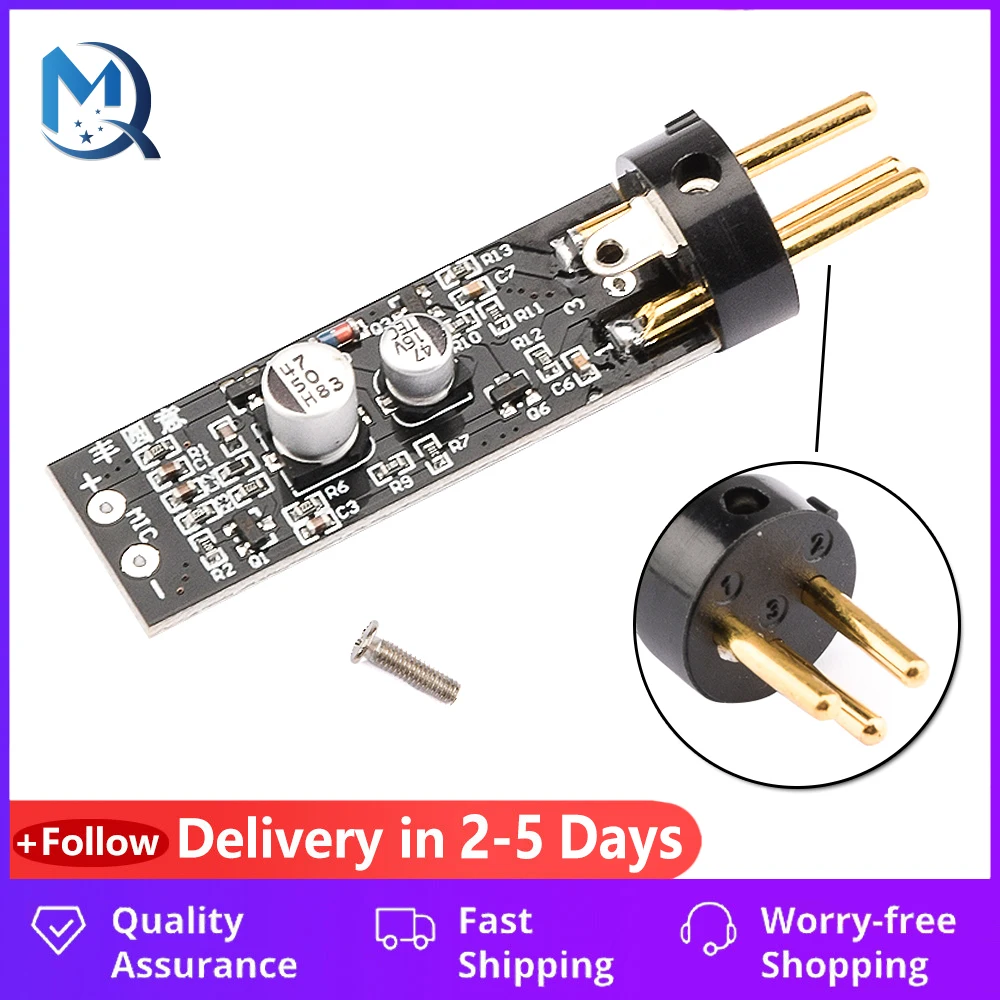 Microphone Amplifier Board 48V Phantom Power Electret Condenser Electret Capacitor 250 ohms Amplifier Module