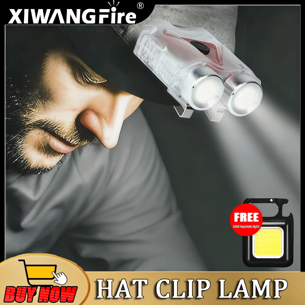 Mini Portable Work Lamp USB Rechargeable Magnet Flashlight with Red Light Outdoor Cycling Night Running Clothing Clip Lamp Torch