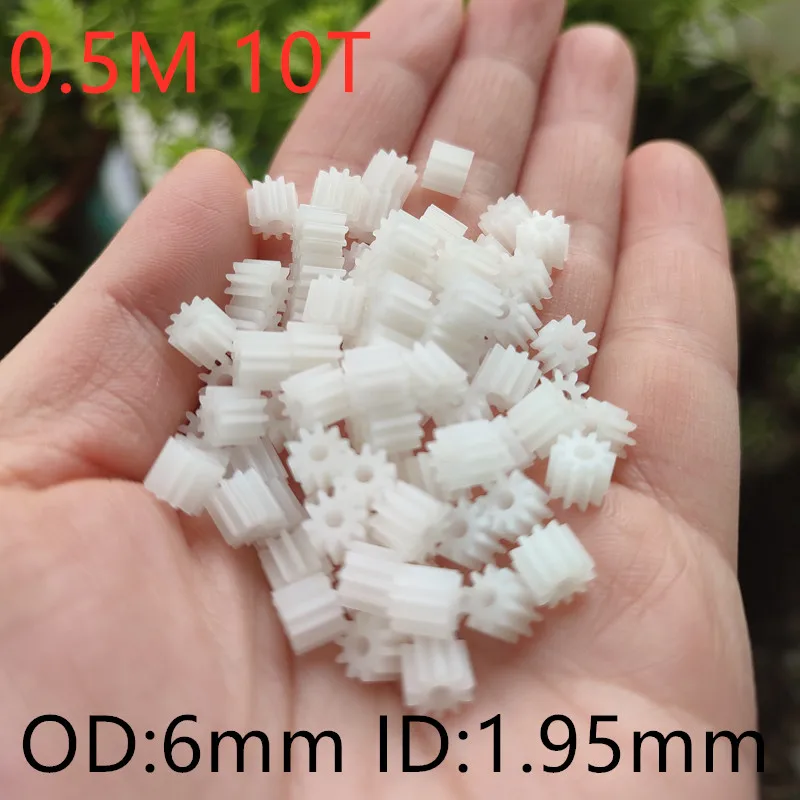 10/20/30pcs/lot 102A 0.5M Pinion Gear Modulus 0.5 10 Tooth 10T White Plastic Gear Motor Gears Spare Parts Toy Accessories