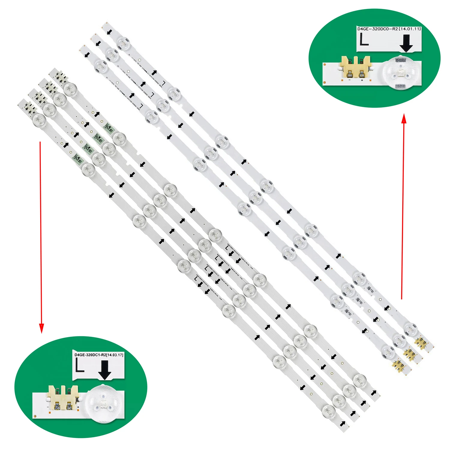 

5set LED Backlight strip For Samsung BN41-02169A UW32h4000 UE32J4100 D4GE-320DC1-R2 R1 2014SVS32FHD_3228_07 CY-HH032AGLV2H