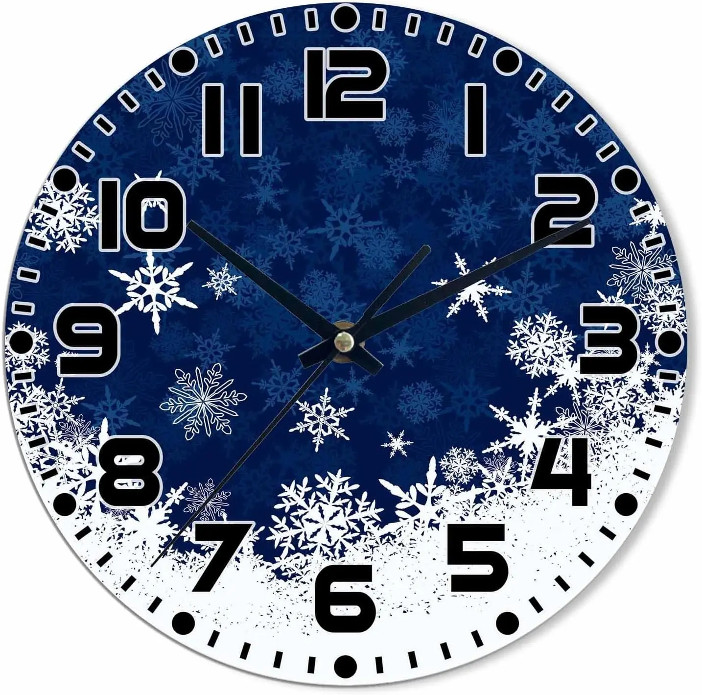 Snowflake Wall Clock Merry Christmas Coming New Year Snowy Winter Battery Powered Wall Clock Silent Non Ticking 10 In