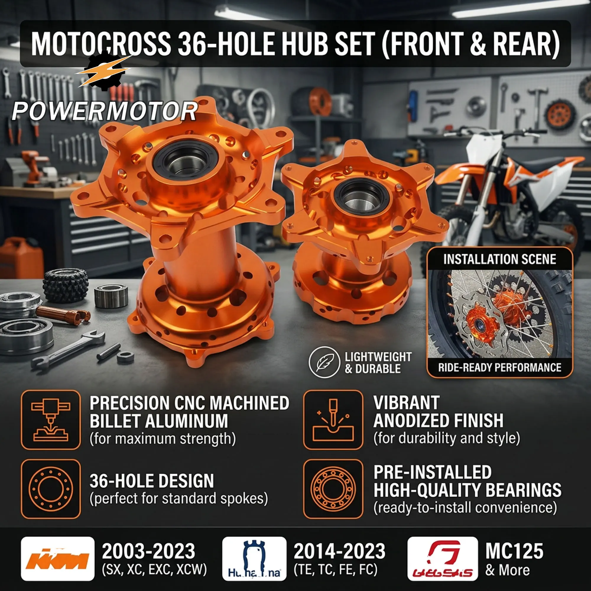 

Колесные диски для мотоциклов DirtBike, передние и задние, с ЧПУ-обработкой, 36 отверстий, для KTM SX XC EXC XCW 2003-2023, GASGAS, Husqvarna TE TC FE FC