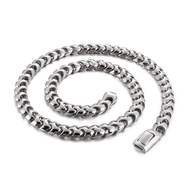 9mm 20-24inch Silver Dragon Bone Chain Link Necklace For Mens High Quality Casting Jewelry Cool Friends Gifts