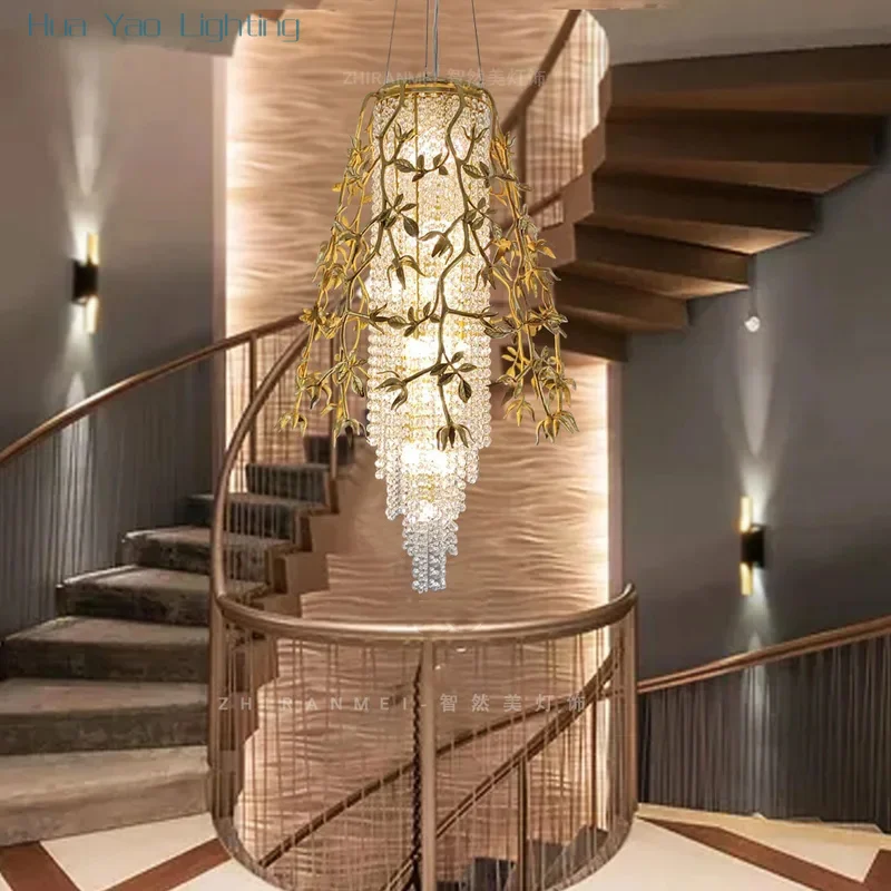 Modern light luxury copper chandelier high-end atmospheric data light exquisite fashion villa living room dining room lighting