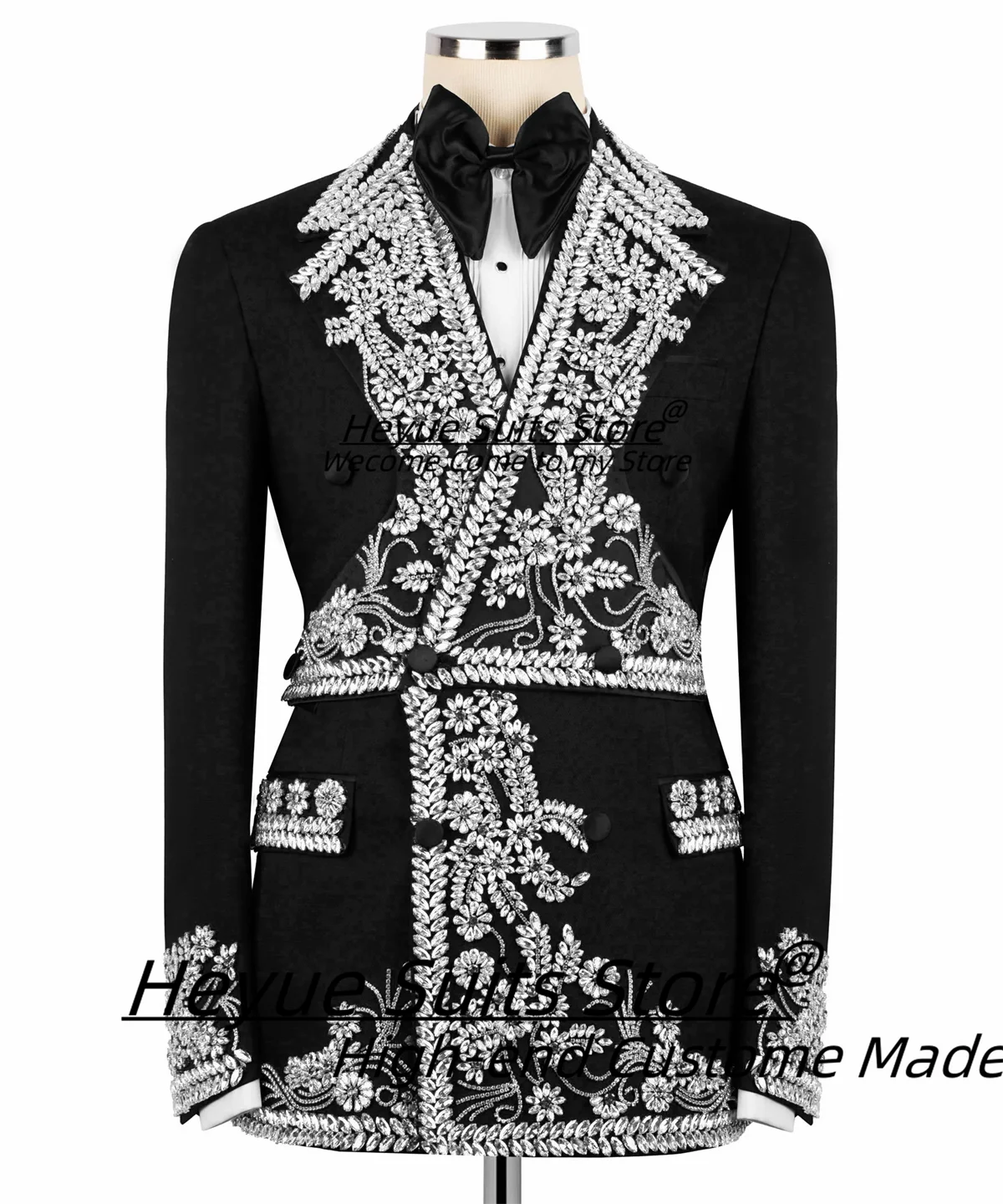 

Великолепные роскошные мужские костюмы с бриллиантами, индивидуальные тонкие свадебные смокинги с зубчатыми лацканами для жениха, комплекты из 2 предметов, мужские пиджаки для выпускного вечера, Ropa Hombre