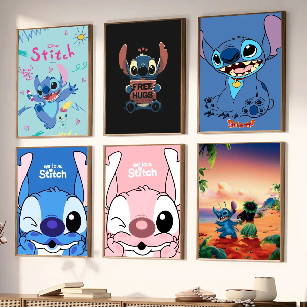 1PC Disney Stitch Poster Stickers Art Wall Murals Decor Game Room Decor Gifts Kawaii HD Painting Cat Cars