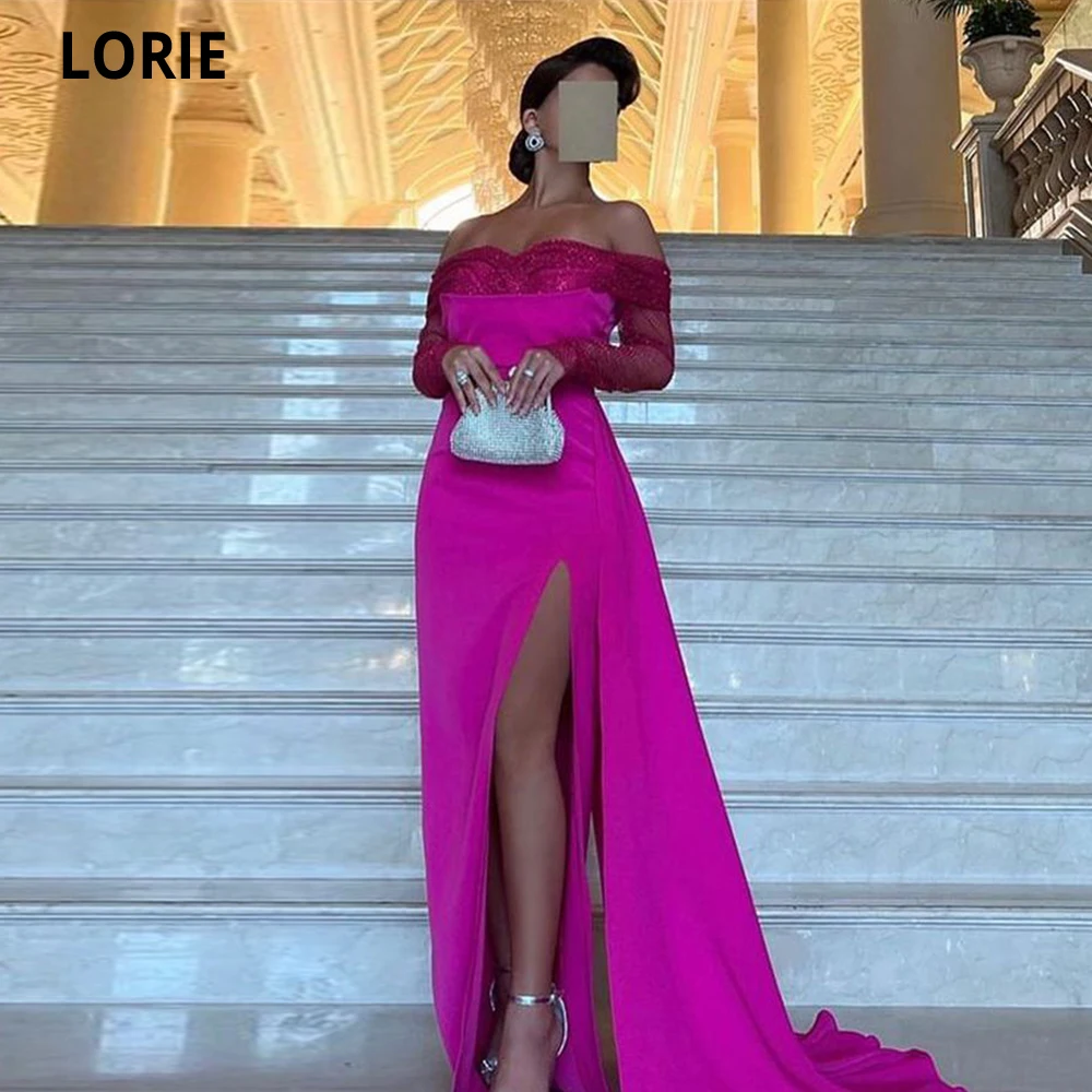 

LORIE Fuchsia Satin Mermaid Prom Evening Dresses 2023 Charming Sweetheart Party Dress Saudi Arabia Side Split Robe De Soirée