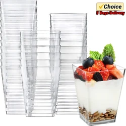 50Pcs Disposable Plastic Mousse Cup Ladder Shaped Cup Pudding Cup Dessert Cake Cup Appetizer Jelly Yogurt Mousse Baking Cup