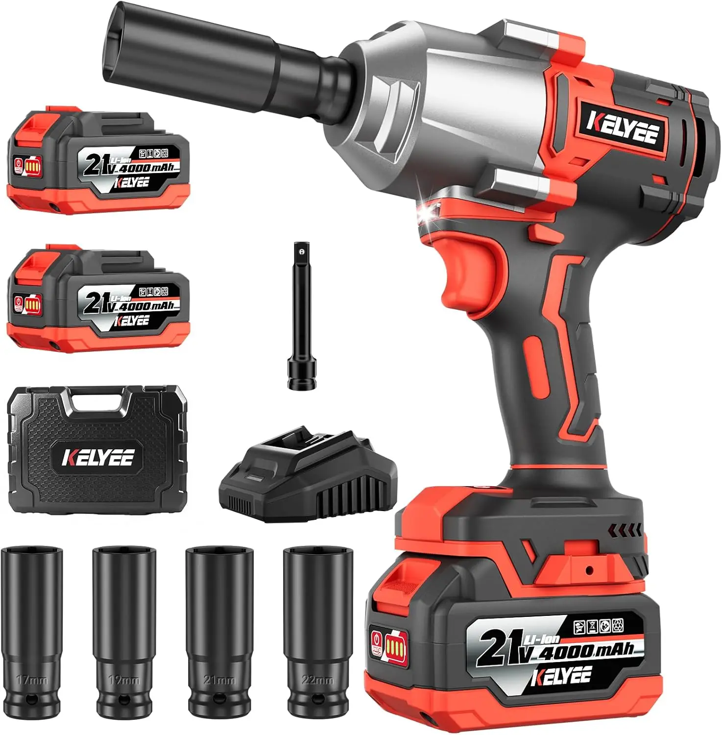 

996Ft-lbs 1350N.m 1/2" Brushless Impact Wrench, 21V Cordless with 2x4.0Ah Batteries, Variable Speeds for Car & Truck Tire Removal