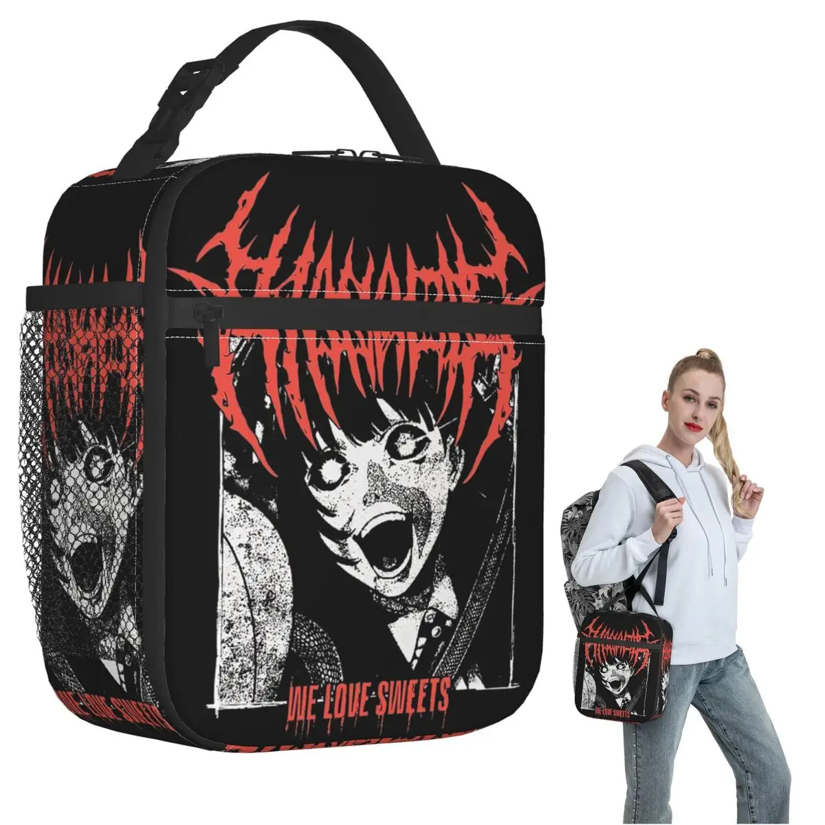 Hanabie Love Sweets Insulated Lunch Bag for Women Children Portable Food Boxes Thermal Lunch Box Tote