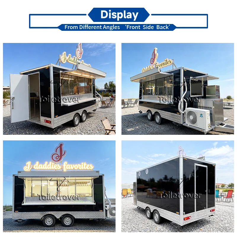 Customization  Commercial Food Truck Outdoor Mobile Food Truck Trailer Sweet Snack Curved Mobile Food Trailer with Window