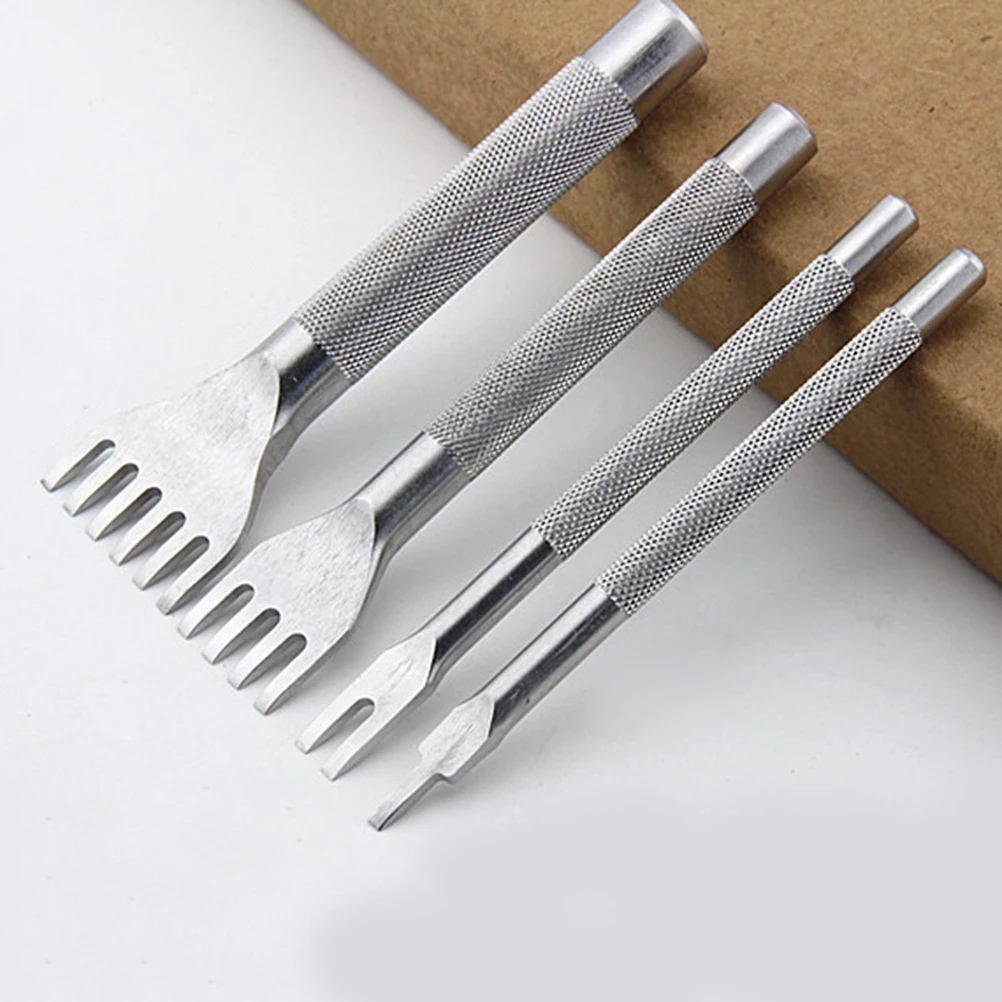 

4Pcs Punching Tools 4mm Abrasion Resistant Steel DIY Leatherworking Hole Puncher Kit for Sewing Craft and Bag Lacing
