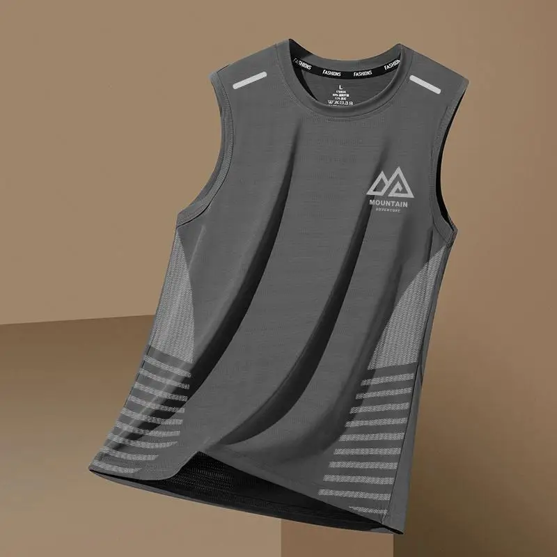 Summer men's quick drying breathable vest sports fitness base shirt wide shoulder training sleeveless Sweatwicking T-shirt top
