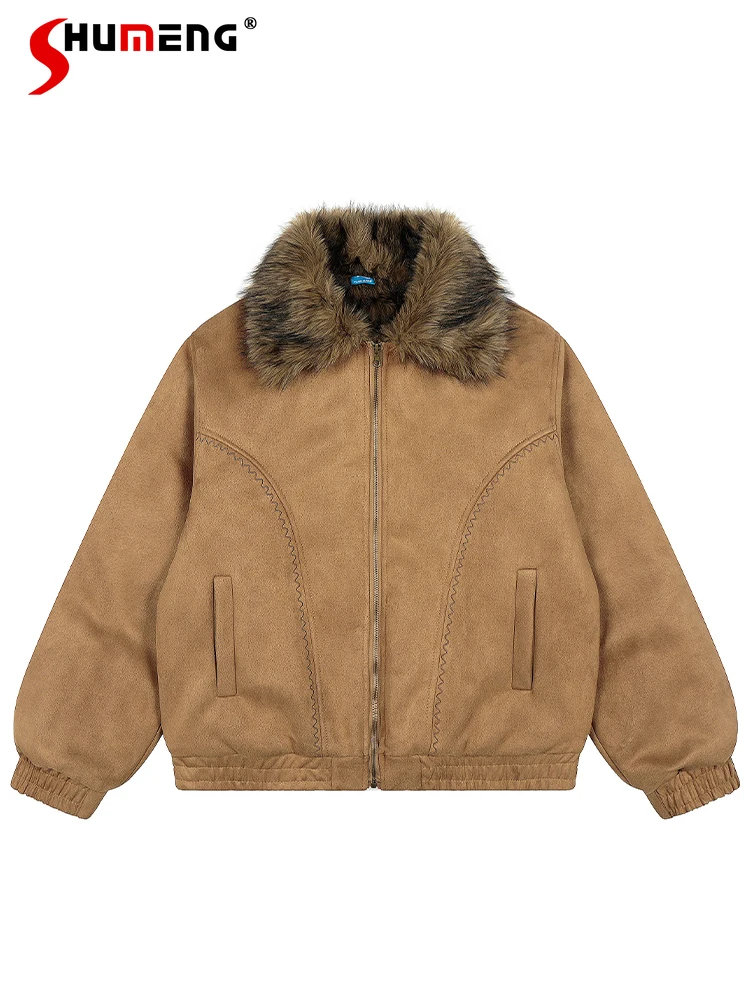 

Fashion Faux Fur Collar Parkas Men Women 2025 Winter New Thickened Warm Chic Parkas Loose Comfort Long Sleeve Handsome Jackets