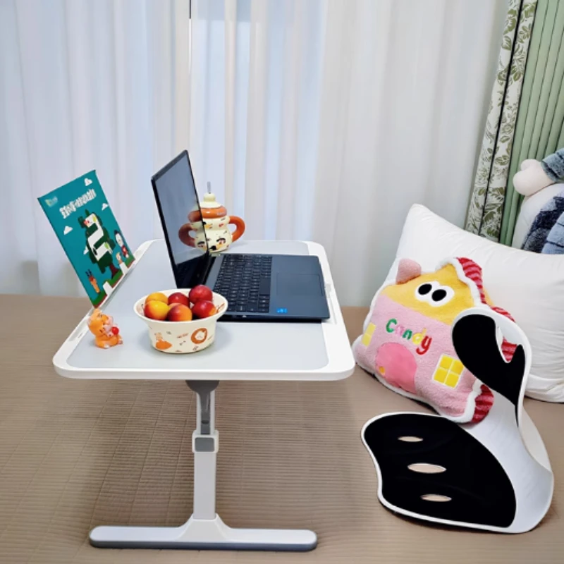 طاولة كمبيوتر محمول بجانب السرير قابلة للتعديل، مكتب سرير مع فتحة، حامل قابل لضبط الارتفاع، سطح عمل نافذة الخليج لاستخدام الكمبيوتر المحمول