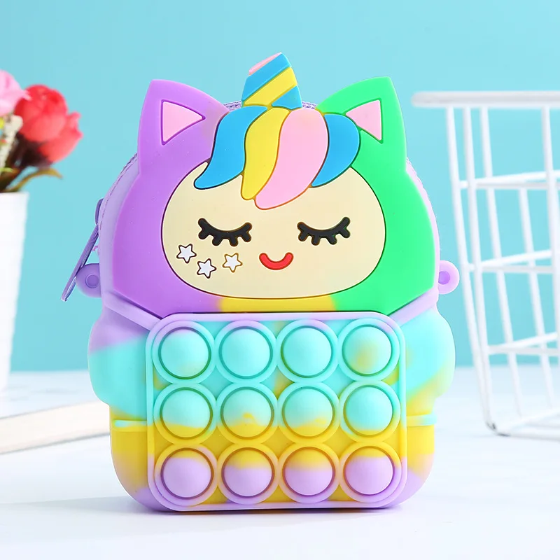 Borsa a bolle in Silicone Popite per regali per ragazze giocattoli divertenti da spremere Poppit giocattoli antistress borsa Popits per bambini Poppit Fidget Toys