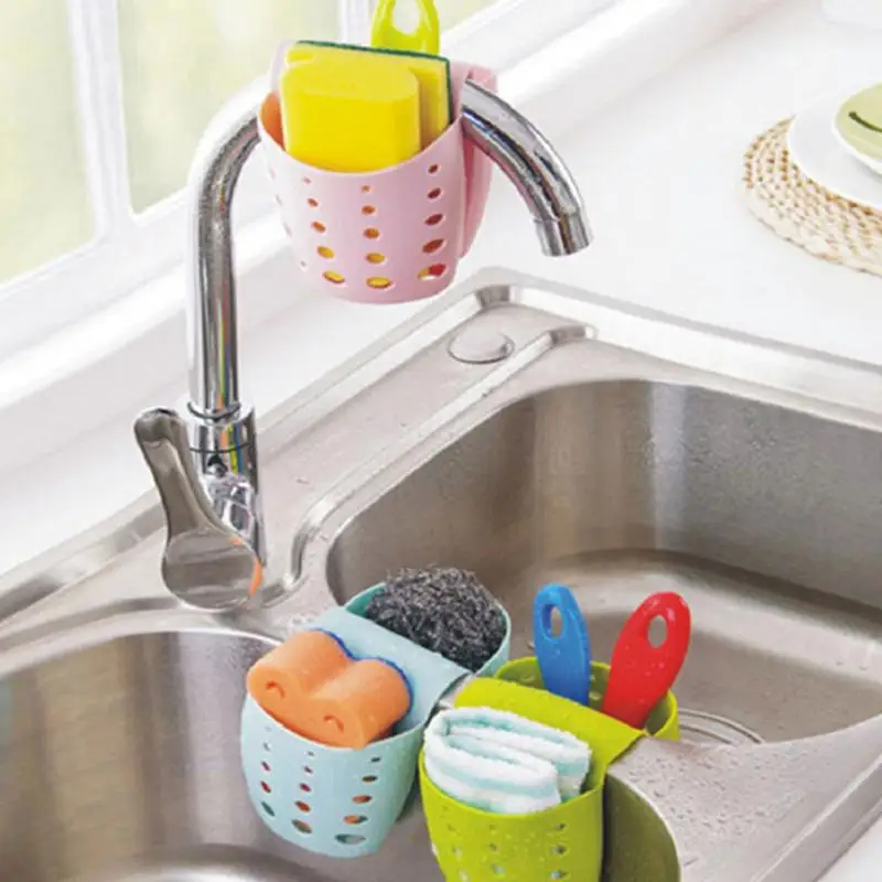 Sponge Holder for Sink Saddle Sponge Organizer with Drain Holes Drain Basket Drainer Rack Flexible Saddle Sink Drain Strainer Dr