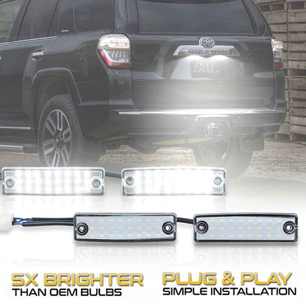 

2x For Toyota 4Runner Sequoia Sienna Previa Land Cruiser Caldina Lexus GX470 Daihatsu Delta White LED License Number Plate Light