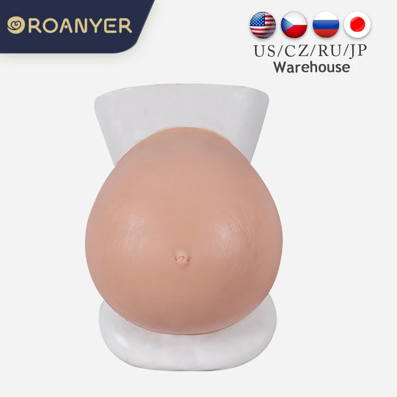 Roanyer Silicone Fake Twins Pregnant Belly Suit Realistic Crossdress Shemale Belly Pregnancy 10 Month Artifical Skin Fetish