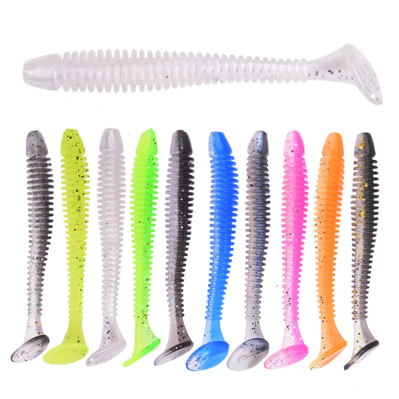 Fishing Worm Soft Lures Jig Wobblers 5cm 7cm 9cm Easy Shiner For Carp Bass Artificial Double Colors Silicone Swimbait