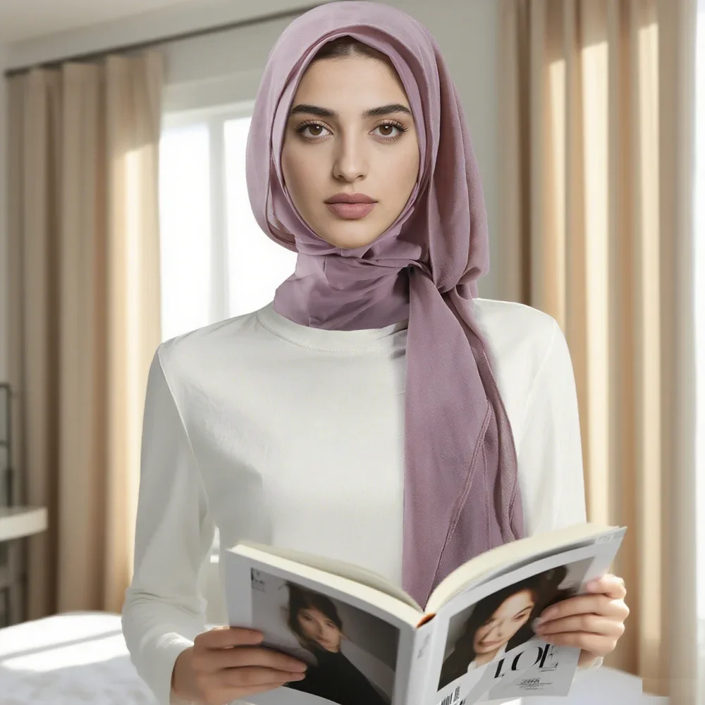 

Розовый двухслойный хиджаб-тюрбан для мусульманок, мгновенный платок для молитв, хиджабы Амира, никаб, накидка на голову, шаль, повязка на голову, арабский стиль